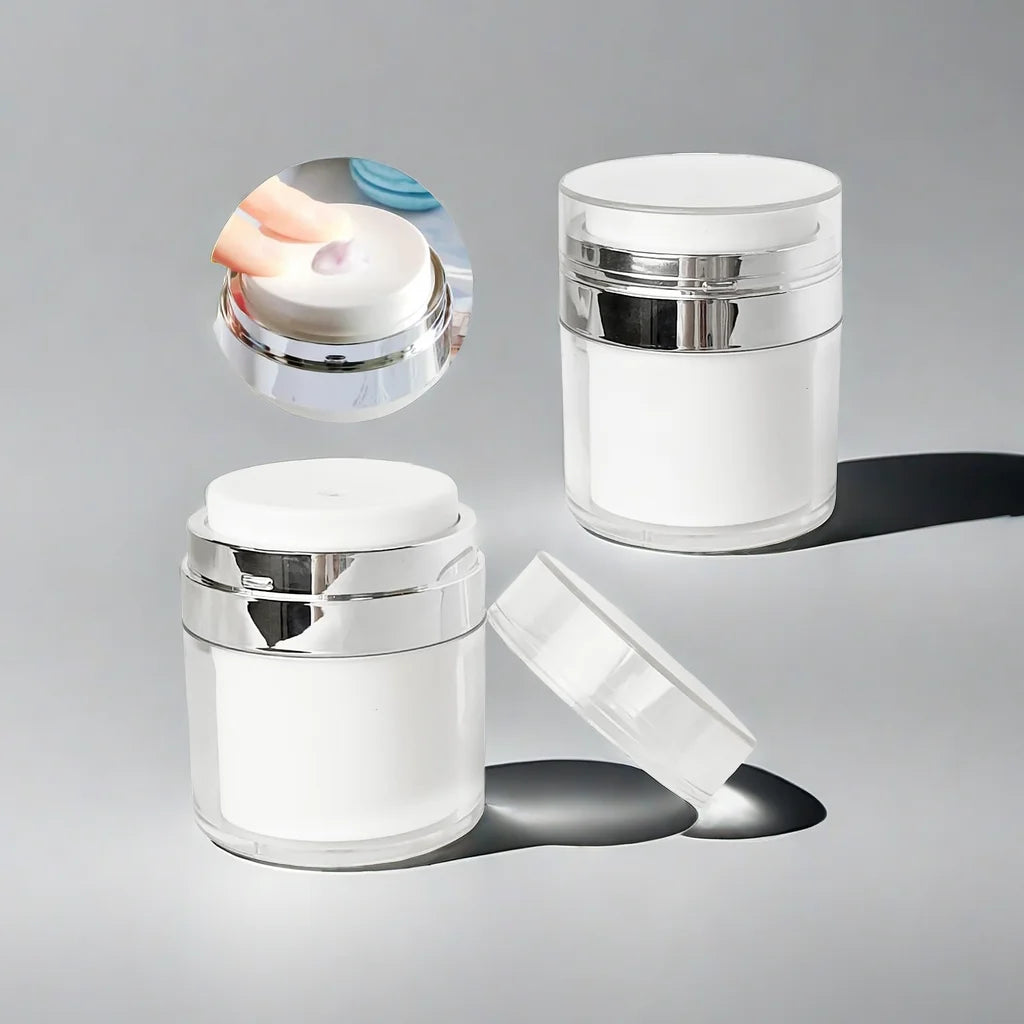 Airless Pump Cream Jars 15/30/50ml | Travel Skincare Containers Airless Pump Jar Set QXL