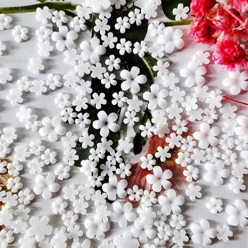 100-Pack 3D Flower Nail Charms | Resin Rhinestone Decorations Nail Art Charms QXL