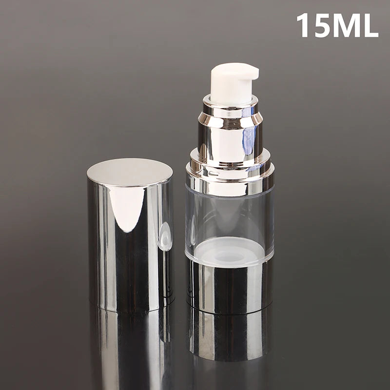 UV Silver Airless Pump Bottles 15/30/50ml | Vacuum Dispenser Airless Pump Bottle QXL 15ml Bright surface