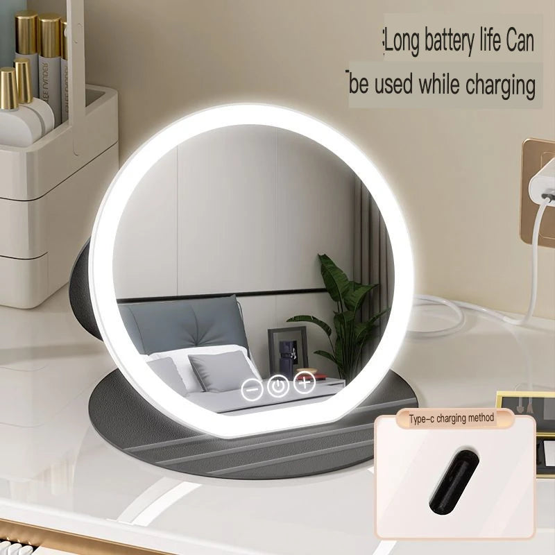 LED Makeup Mirror Foldable Round Leather Case | Rechargeable LED Makeup Mirror QXL