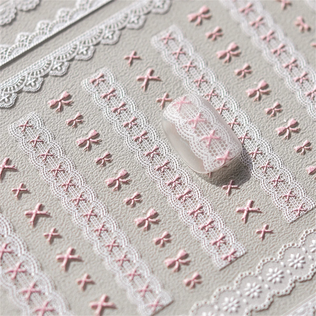 5D Kawaii Lace Nail Art Stickers | Japanese DIY Decals Nail Art Stickers QXL