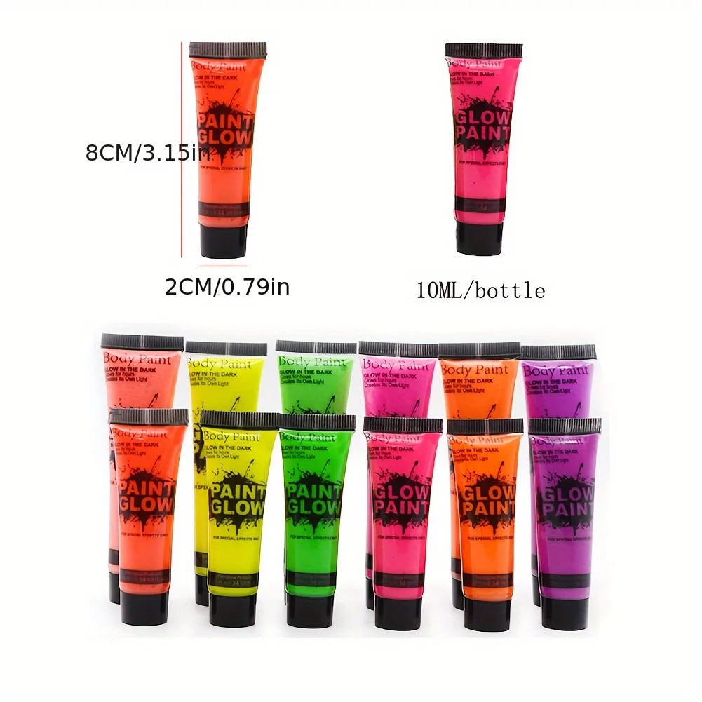 6-Color UV Glow Face & Body Paint | Neon Blacklight Makeup Neon Body Paint QXL