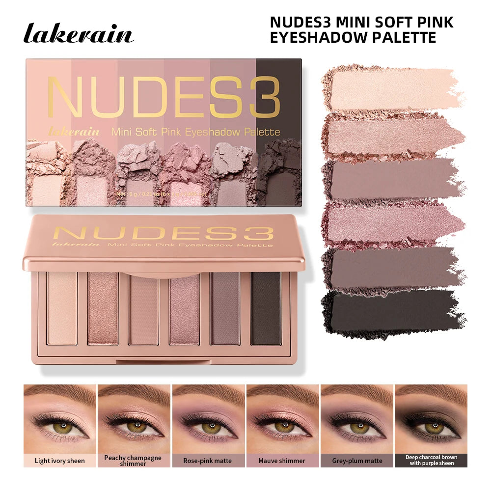6-Color Nude Eyeshadow Palette – Matte & Shimmer Blendable Eyeshadow Palette QXL 1 pc