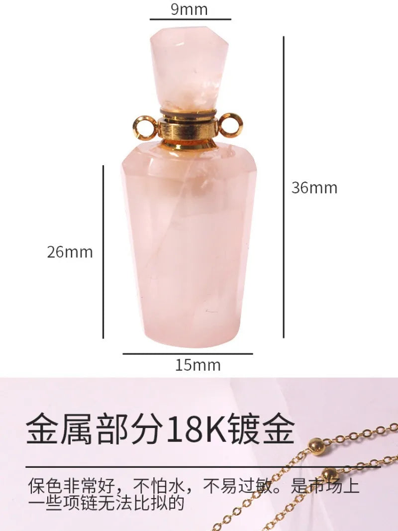 Crystal Perfume Bottle Necklace | 18K Gold Plated Pendant Crystal Pendant Necklace QXL