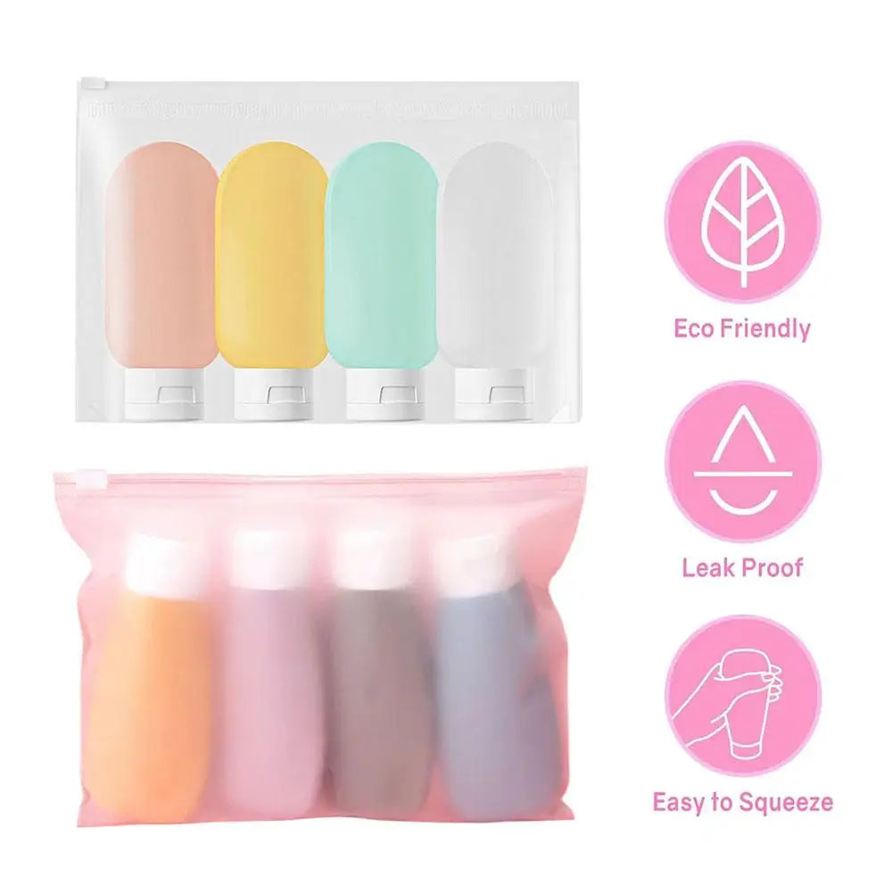 4-Pack 60ml Leak-Proof Silicone Travel Bottles | TSA Approved Travel Squeeze Bottles QXL