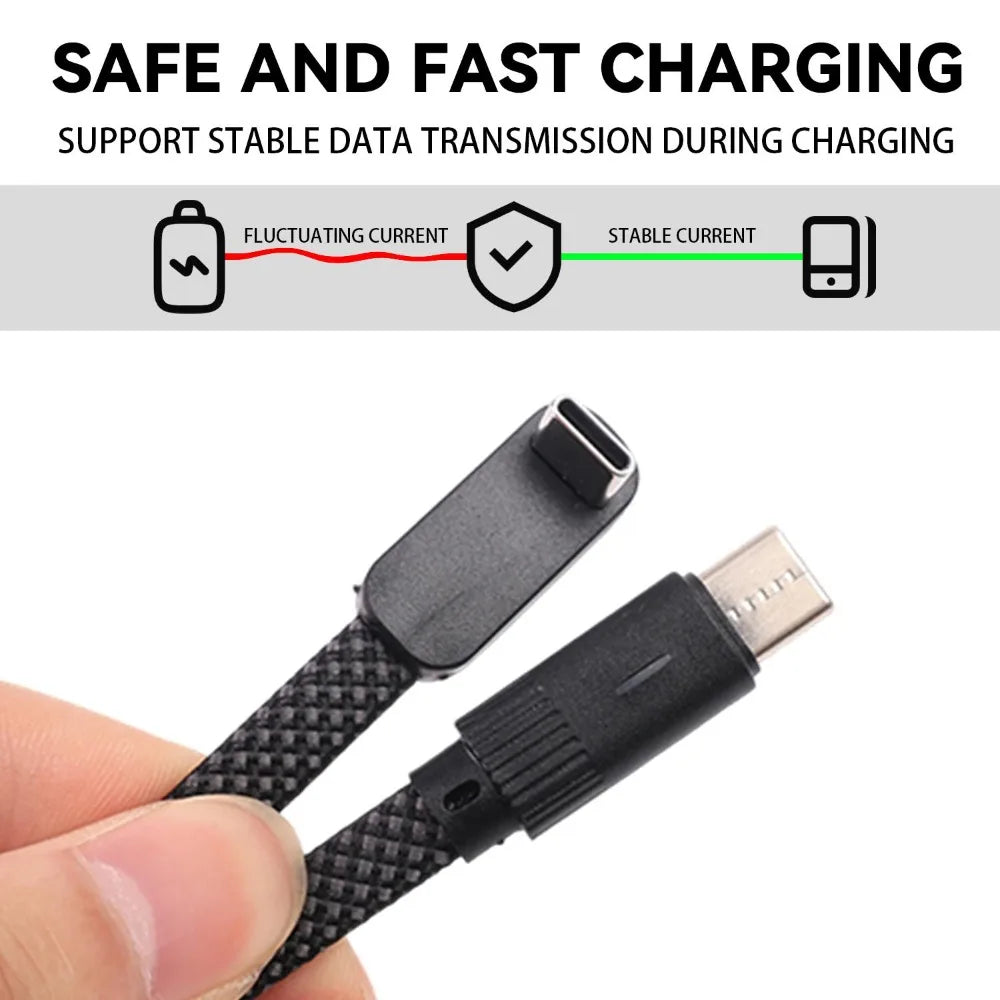 90° Dual USB-C Fast Charging Flat Cable | iPhone & Android USB-C Charging Cable QXL