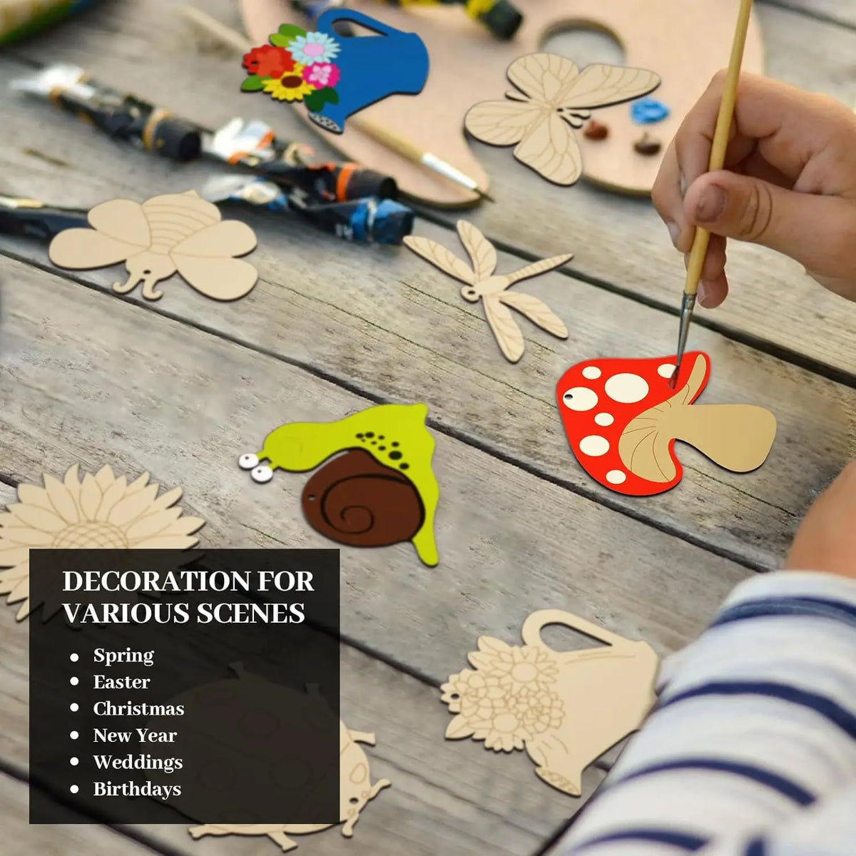 80-Piece Kids Wooden DIY Painting & Doodle Art Set Kids DIY Art Kit QXL
