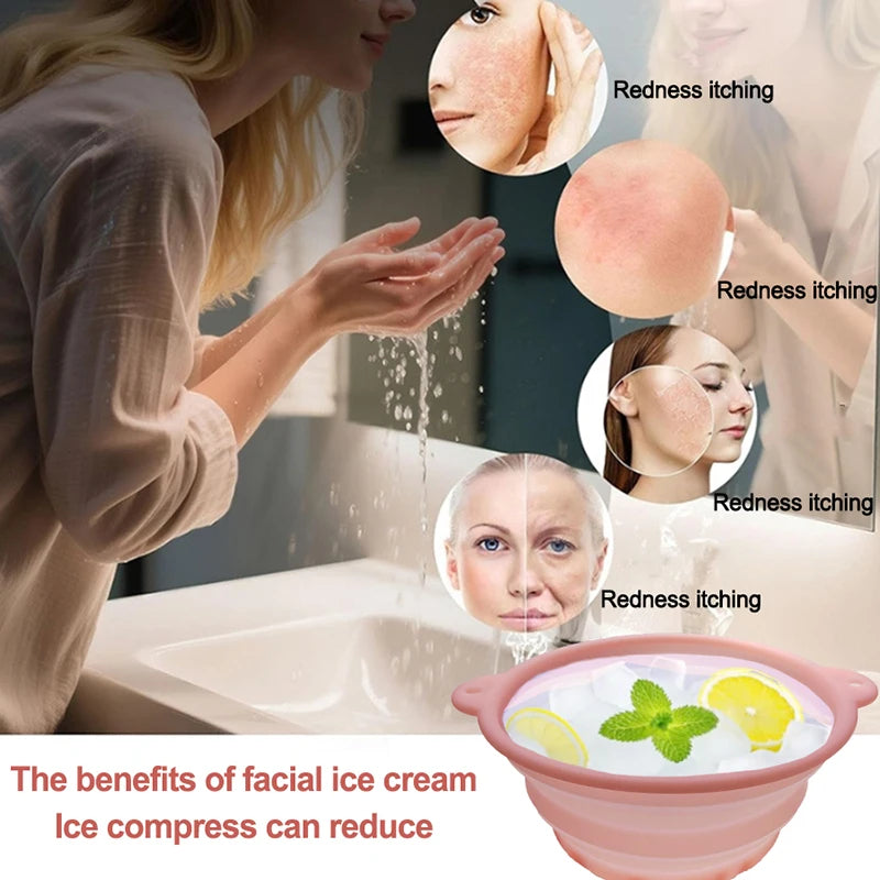 Collapsible Silicone Facial Ice Bath Bowl | Foldable Basin Facial Ice Bath Bowl QXL