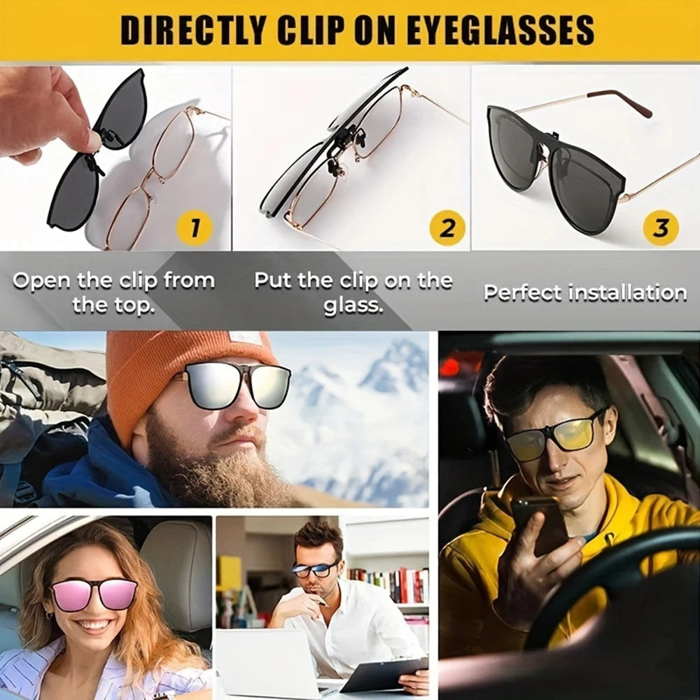TR Polarized Clip-On Sunglasses UV400 Anti-Glare | 8 Colors Clip-On Sunglasses QXL