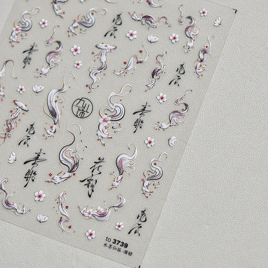 5D Kawaii Nail Art Stickers | Fox Dragon Cartoon Decals Nail Art Stickers QXL