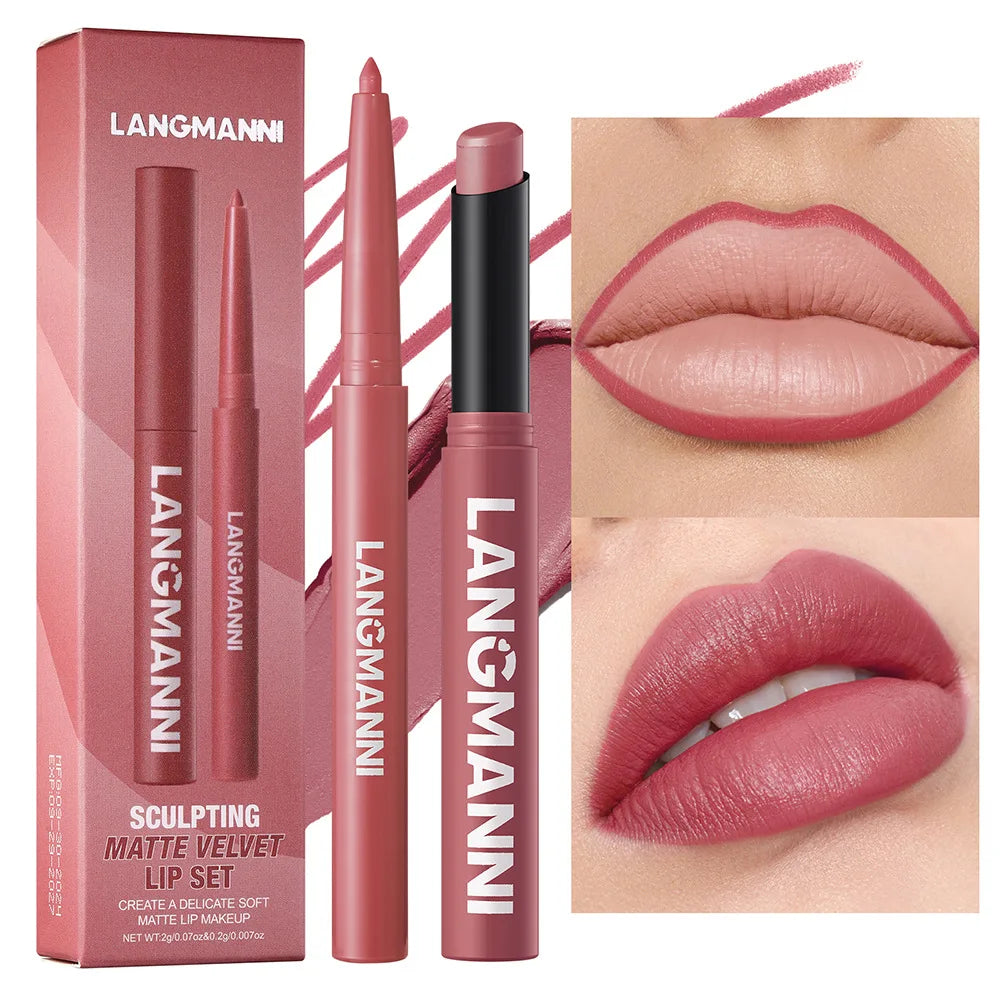 Matte Lipstick & Lip Liner 2-in-1 Set | 24 Shades Long-Lasting Lip Makeup Set QXL