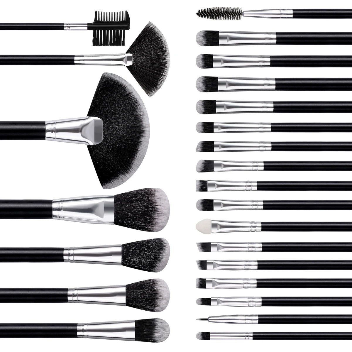 KOSSHOW 25-Pc Makeup Brush Set | Ombre Hair & PU Bag Makeup Brush Set QXL