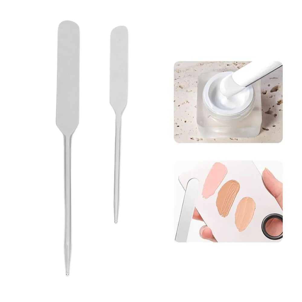 2-Pack Double-Ended Stainless Steel Makeup & Nail Spatula Makeup Mixing Spatula QXL