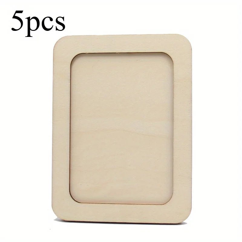 5-Pack Wooden Picture Frames | DIY Tabletop Display Set Wooden Picture Frames QXL 5pcs