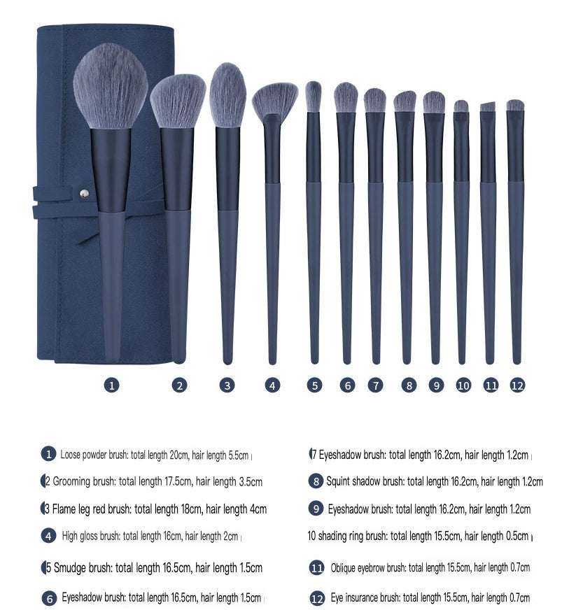 10-Piece Makeup Brush Set | Eye Shadow, Blush & Face Brushes Makeup Brush Set QXL 12 cigarettes blue