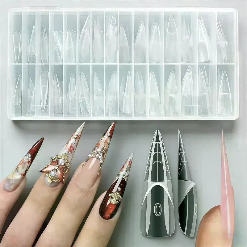 150-Pc Transparent Dual Nail Forms | 15 Sizes French Tip Nail Extension Forms QXL