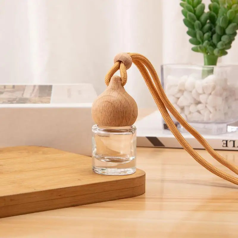 Refillable Car Essential Oil Diffuser Bottle | Glass & Wood Cap Essential Oil Diffuser QXL A1