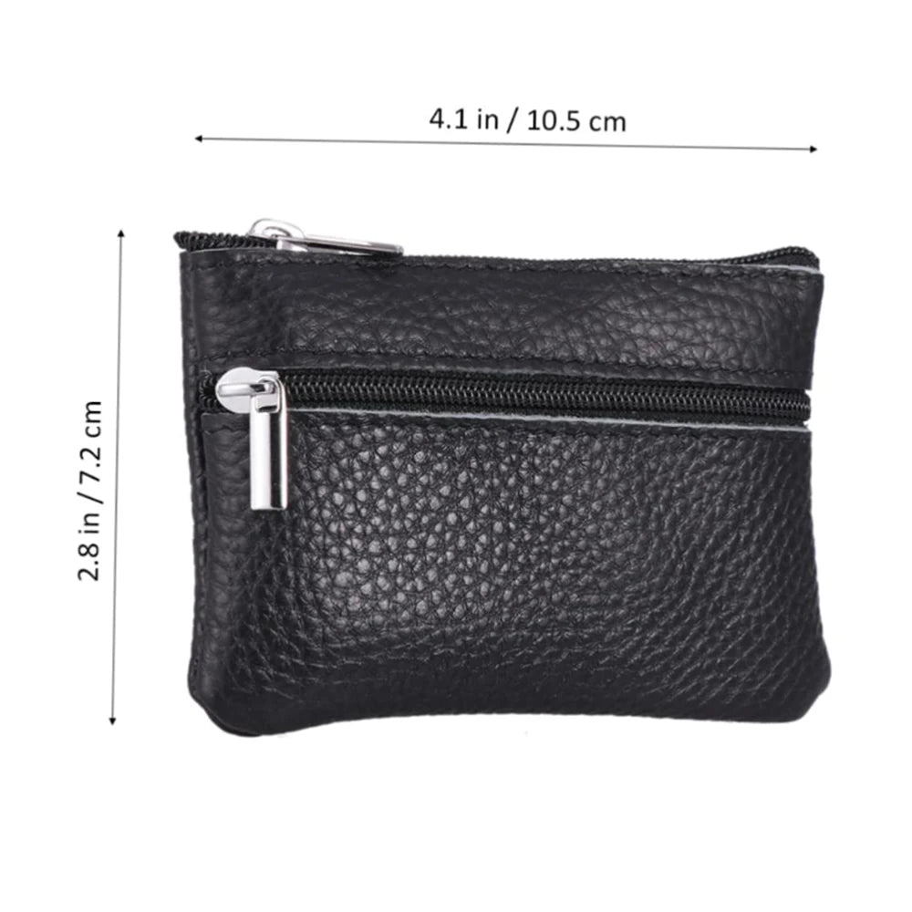 Men's Dual-Zip PU Leather Coin Purse with Card Slots Coin Purse Wallet QXL