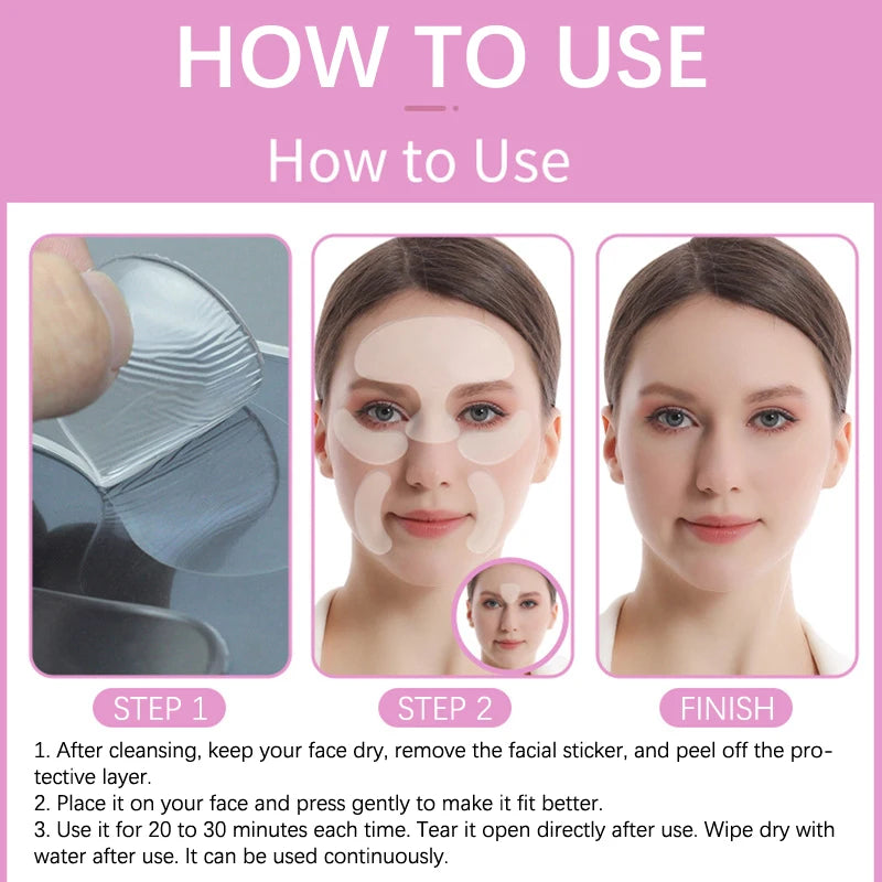 Reusable Silicone Anti-Wrinkle Face Patches | Skin Smoothing Anti-Wrinkle Patches QXL