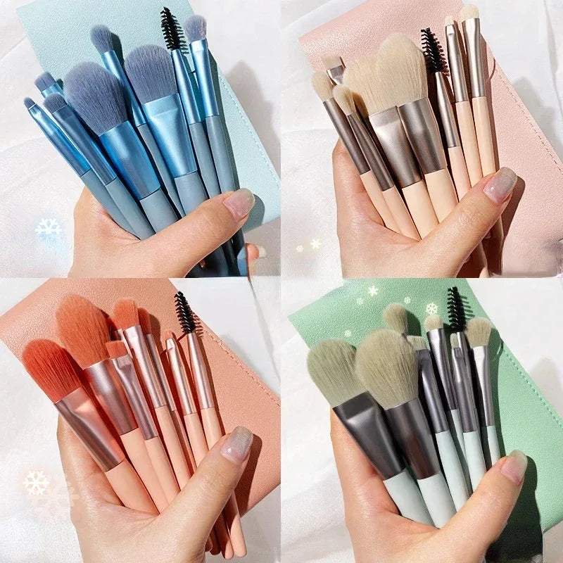 Portable 8-Piece Soft Makeup Brush Set | Foundation & Blush Makeup Brush Set QXL