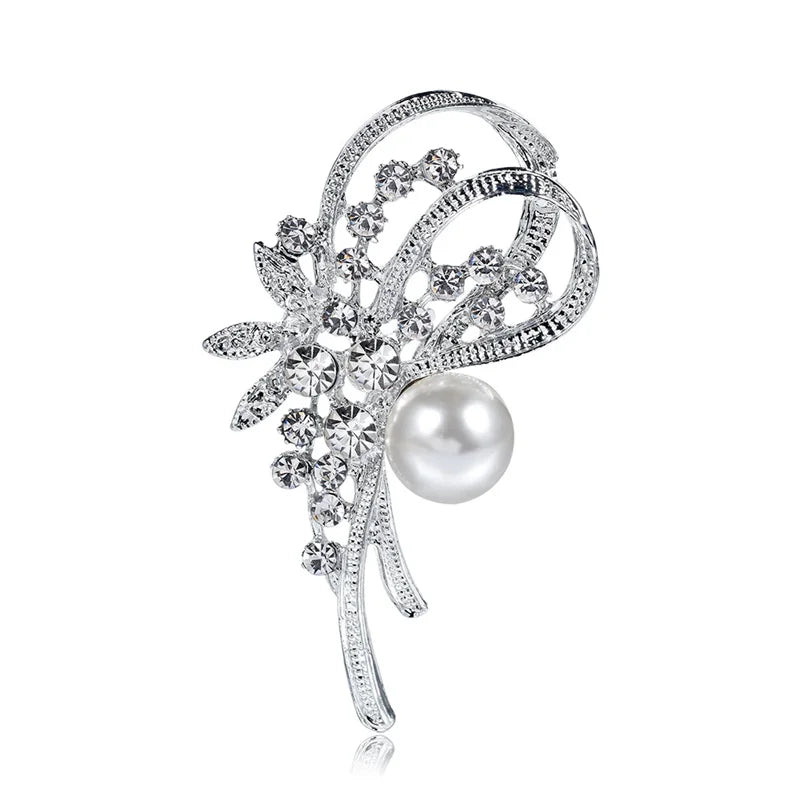 Narcissus Flower Brooch | Pearl & Rhinestone Zinc Alloy Pin Fashion Brooch Pin QXL