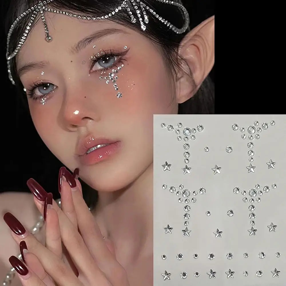 Face Gem Stickers – Butterfly Flower Star Heart Jewels Face Gem Stickers QXL