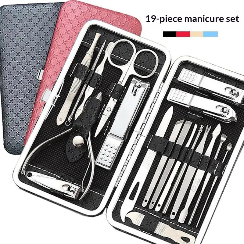 8/19-Pc Stainless Steel Nail Clipper & Manicure Set with Case Nail Clipper Set QXL