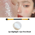 Glitter Highlighter Powder & Dual-End Brush | Shimmer Glow Shimmer Highlighter Powder QXL 2pcs