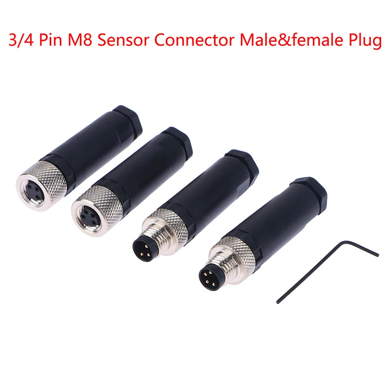 M8 Waterproof Sensor Connector 3/4 Pin Male Female Flange Socket Sensor Connector QXL