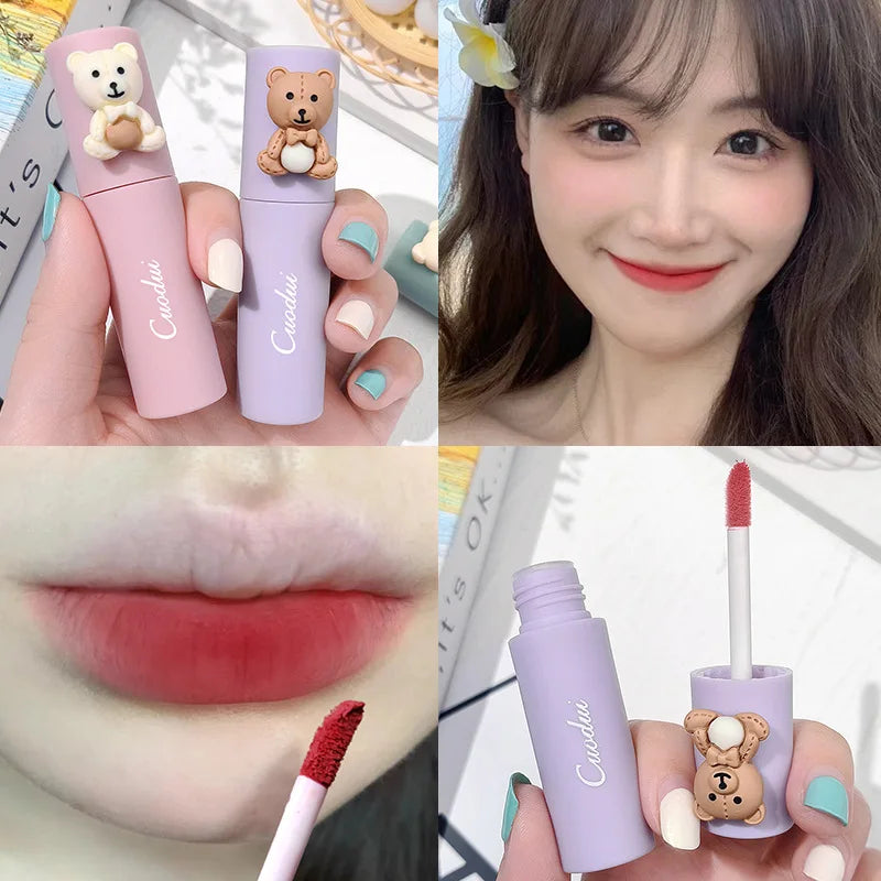 Cute Bear Velvet Matte Lip Mud | Waterproof Long-Lasting Lip Tint Matte Lip Tint QXL