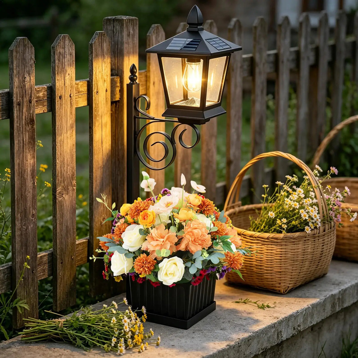 2-in-1 Solar Lamp Post with Planter | Outdoor Garden Light Solar Garden Lamp QXL