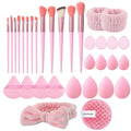 Complete Makeup Brush & Puff Set | Multi-Tool Beauty Kit Makeup Brush Set QXL Pink-33pcs