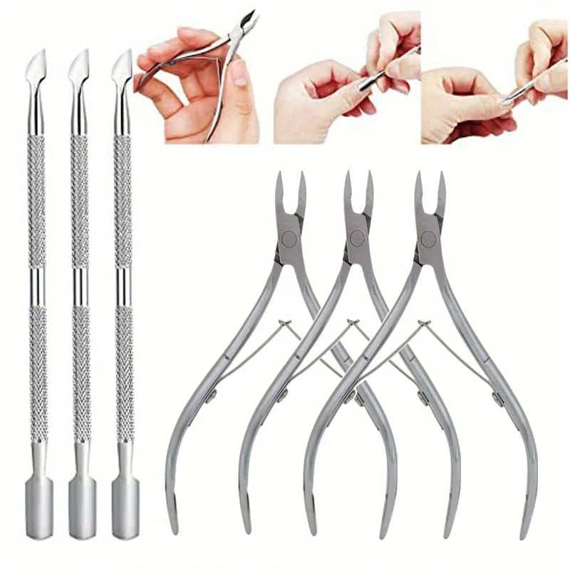 6-Pc Stainless Steel Nail Cuticle Tool Set | FUMOSIK Cuticle Care Tool Set QXL Mix-6pcs
