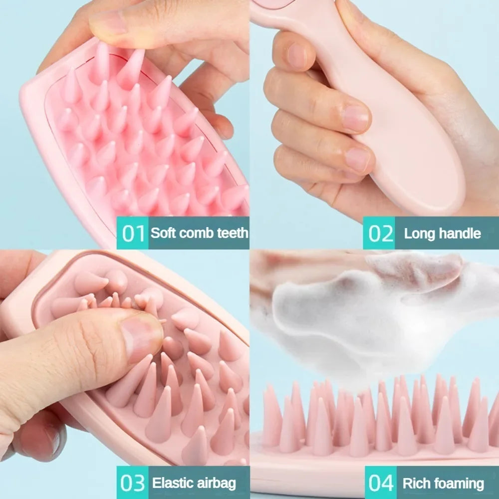 Silicone Scalp Massage Brush | Long Handle Shampoo Hair Comb Scalp Massage Brush QXL