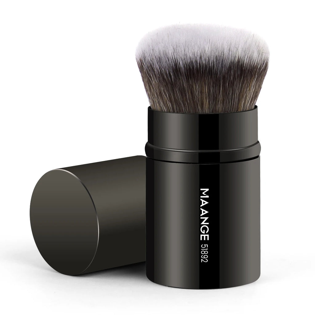MAANGE Retractable Kabuki Brush – Blush, Powder & Contour Kabuki Makeup Brush QXL Black