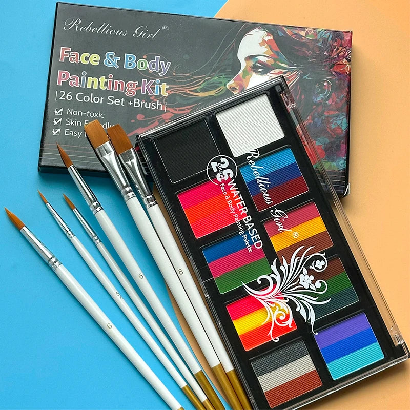 26-Color Face & Body Paint Kit | Halloween Cosplay Makeup Face & Body Paint Kit QXL