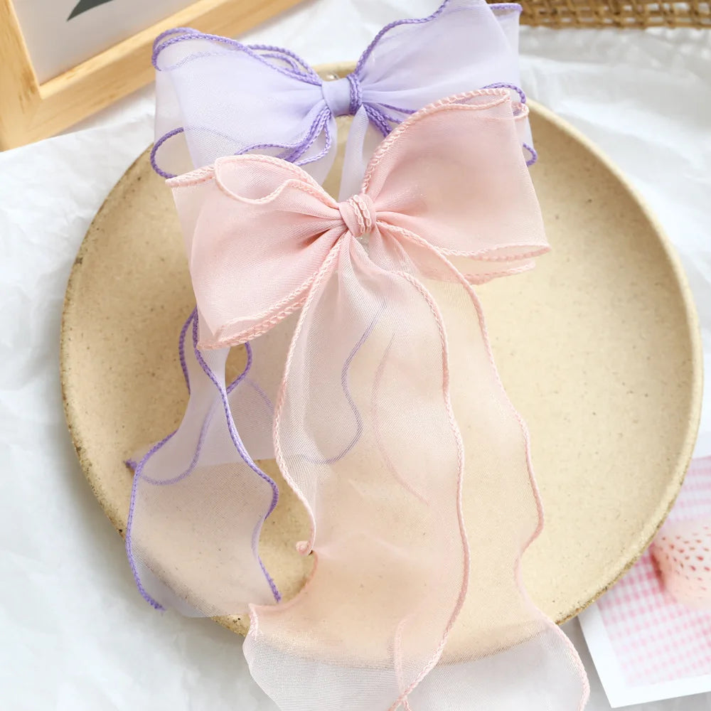 Large Chiffon Bow Hair Clip | Satin Bowknot Barrette Women Bow Hair Clip QXL