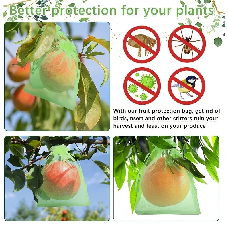 100-Pack Organza Fruit Protection Bags | Mesh Zipper Garden Garden Protection Bags QXL