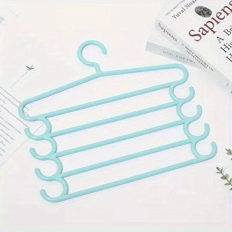 5-Layer Plastic Pants Hanger | Space-Saving Closet Organizer Clothing Hanger QXL