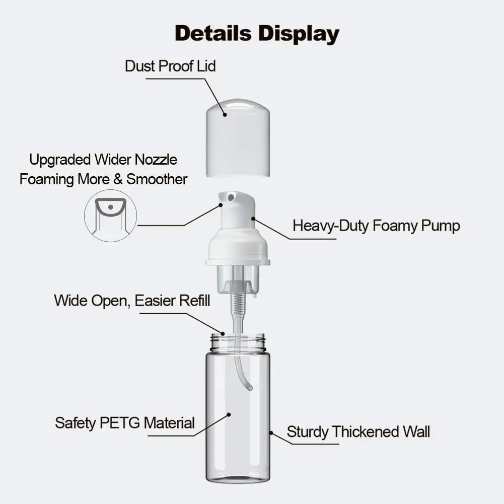 4-Pack 60ml Refillable Foaming Pump Soap Dispenser Bottles Foaming Pump Bottle QXL