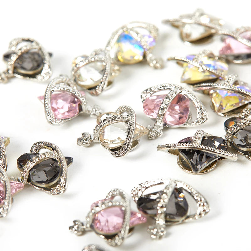 5-Pack 3D Heart Zircon Nail Art Charms & Crystal Rhinestones Nail Art Charms QXL