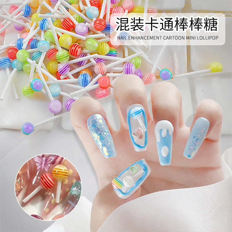 20-Pc Kawaii Lollipop 3D Nail Charms | Resin Candy Decor 3D Nail Charms QXL
