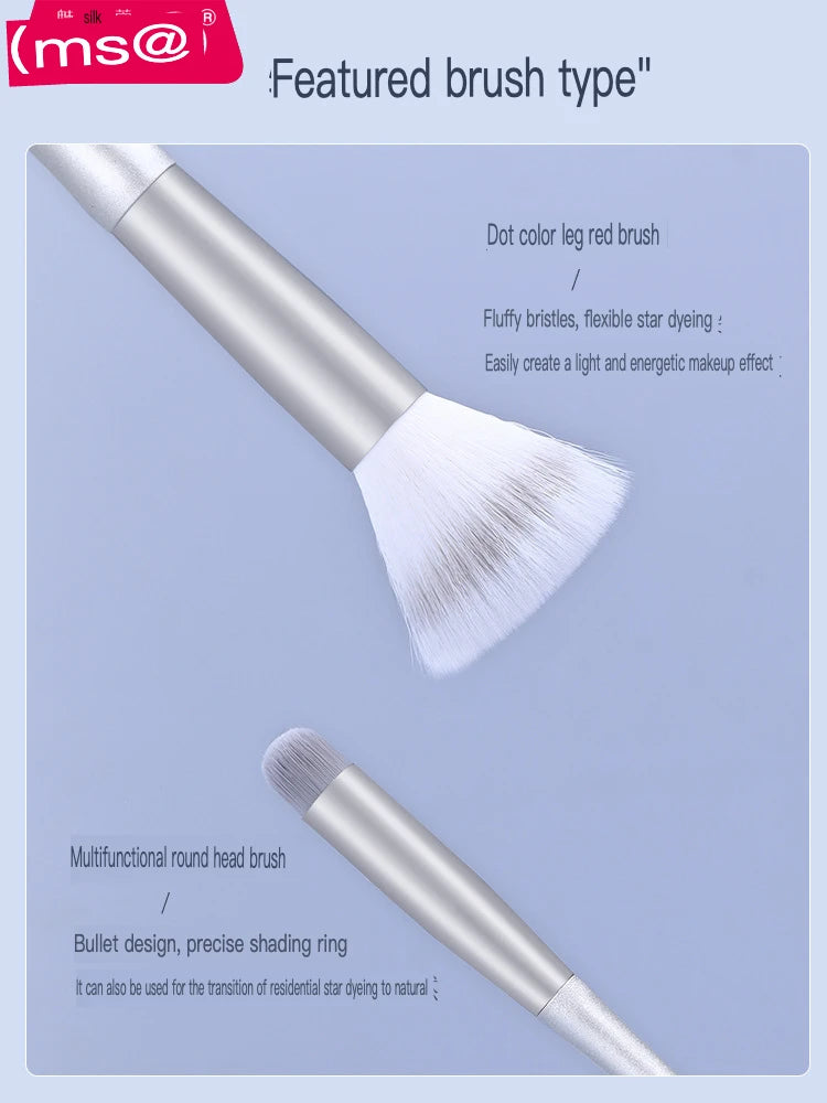 MSQ 8-Piece Silver Snow Makeup Brush Set | Eye, Lip & Blush Makeup Brush Set QXL