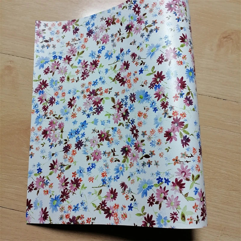 1.4mm Floral Watercolor Cowhide Top-Grain Leather Sheet | DIY Craft Leather Sheet QXL