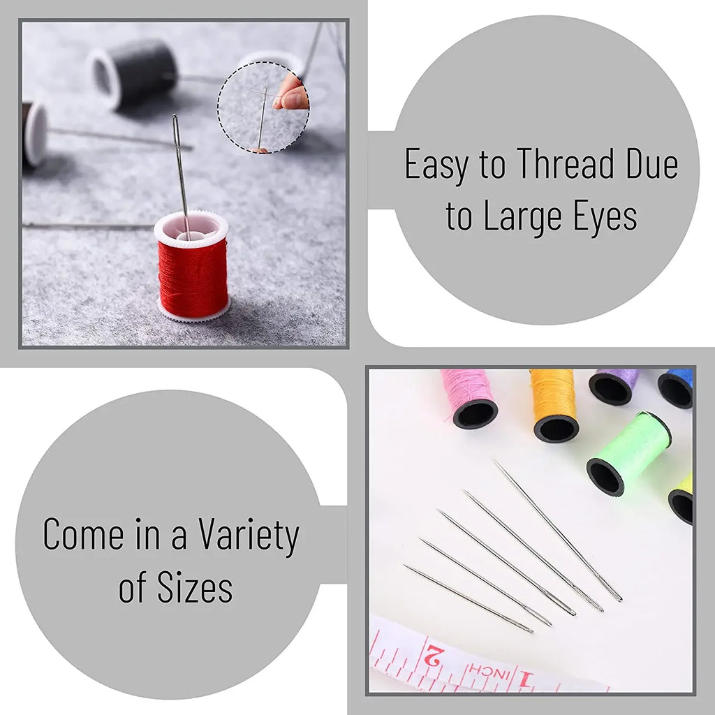 55-Piece Big Eye Stainless Steel Hand Sewing Needles Set Hand Sewing Needles QXL