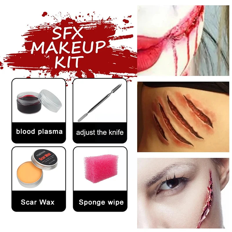 VERONNI SFX Halloween Wound Scar Wax Makeup Kit & Body Paint SFX Makeup Kit QXL