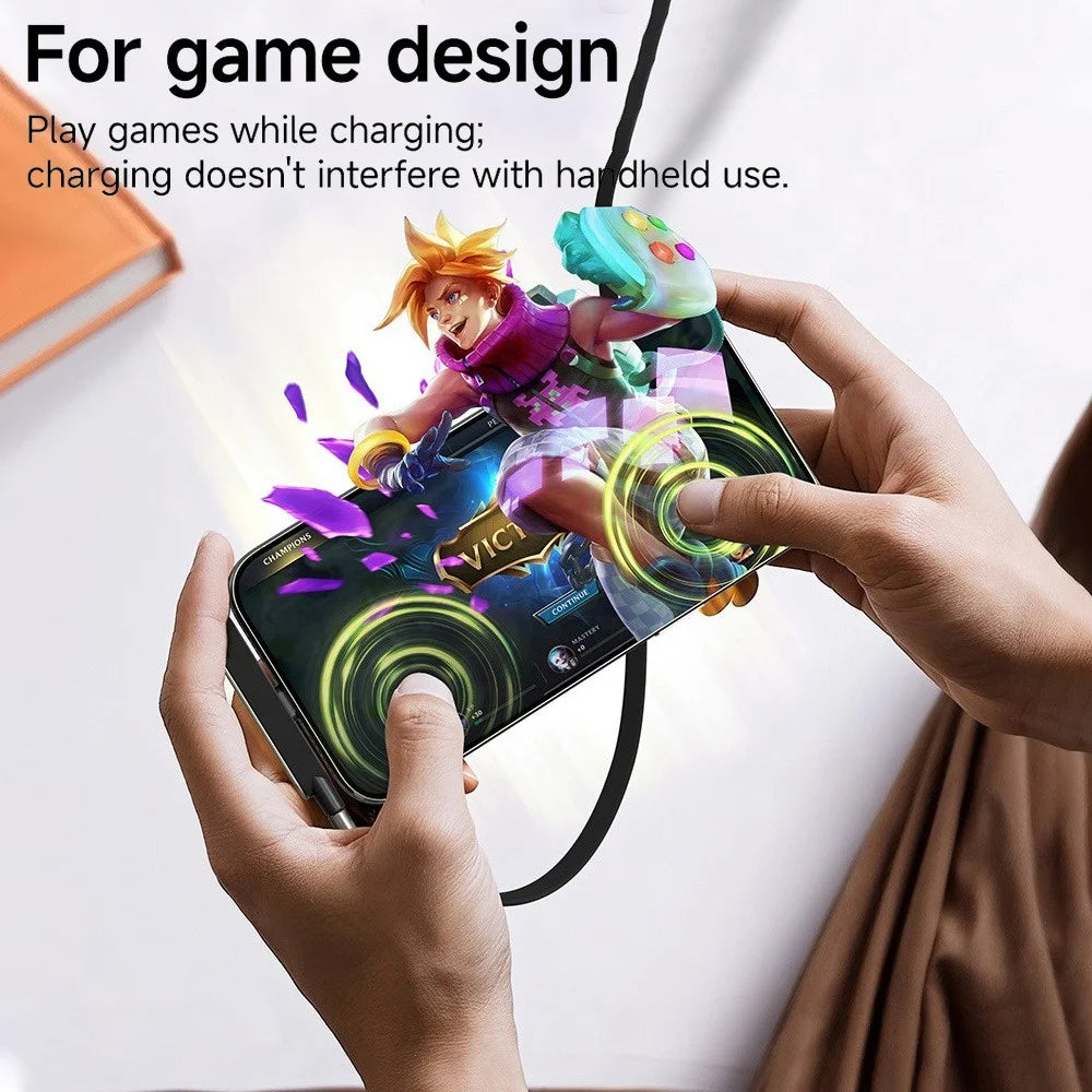 240W USB-C Fast Charging Cable with Foldable Phone Stand USB-C Charging Cable QXL