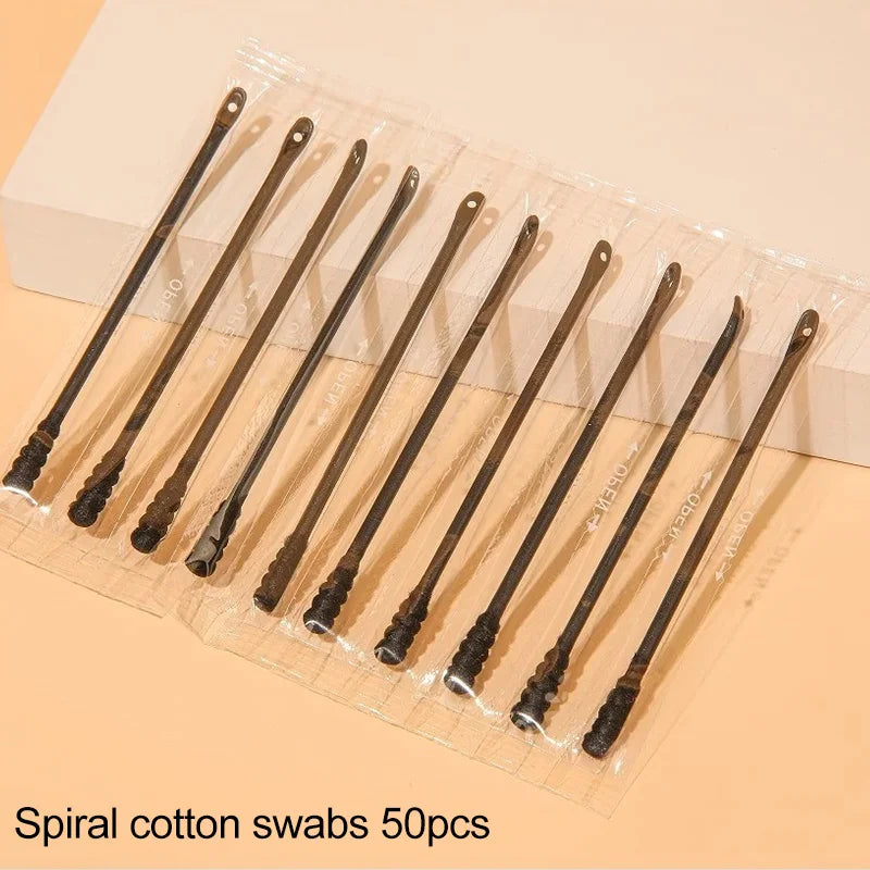 Spiral Double-Headed Disposable Cotton Swabs 50/100-Pack Disposable Cotton Swabs QXL 50pcs Spiral swabs