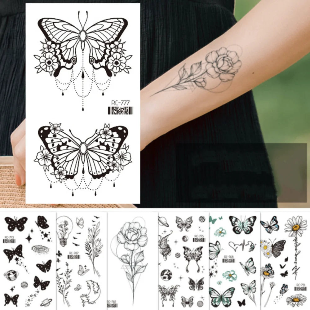 Pink Butterfly Temporary Tattoo Sticker | Waterproof Body Art Temporary Tattoo Sticker QXL
