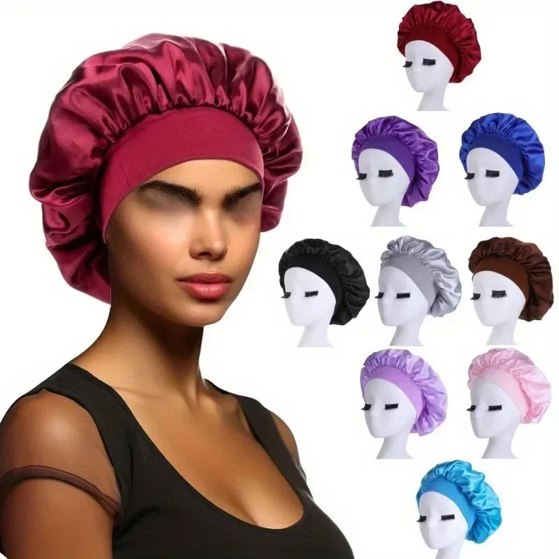 Satin Sleep Cap with Wide Elastic Band | All Hair Types Satin Sleep Cap QXL